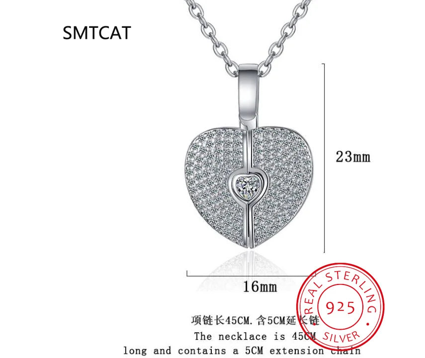 2CT Pass Tested Moissanite Heart Necklace for Women S925 Silver Plated Platinum Simulated Diamonds Pendant Birthday Gift