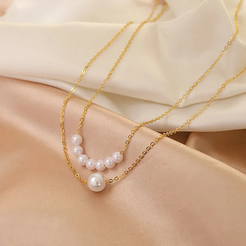 2023 Trend Wedding Party Jewelry Big Pearl Choker Necklace For Women Elegant White Imitation Pearl Necklaces X0172