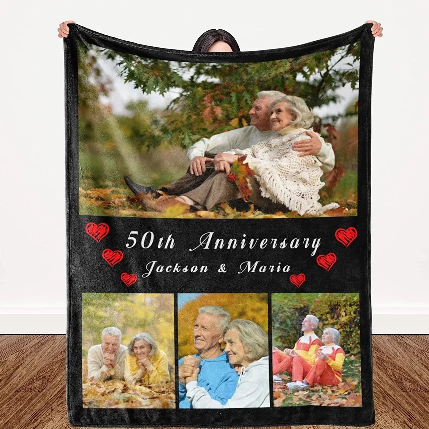 I Love You Custom Blanket with Photo Collage Text Personalized Picture Throw Blanket for Christmas Valentine's Day Birthday Gift