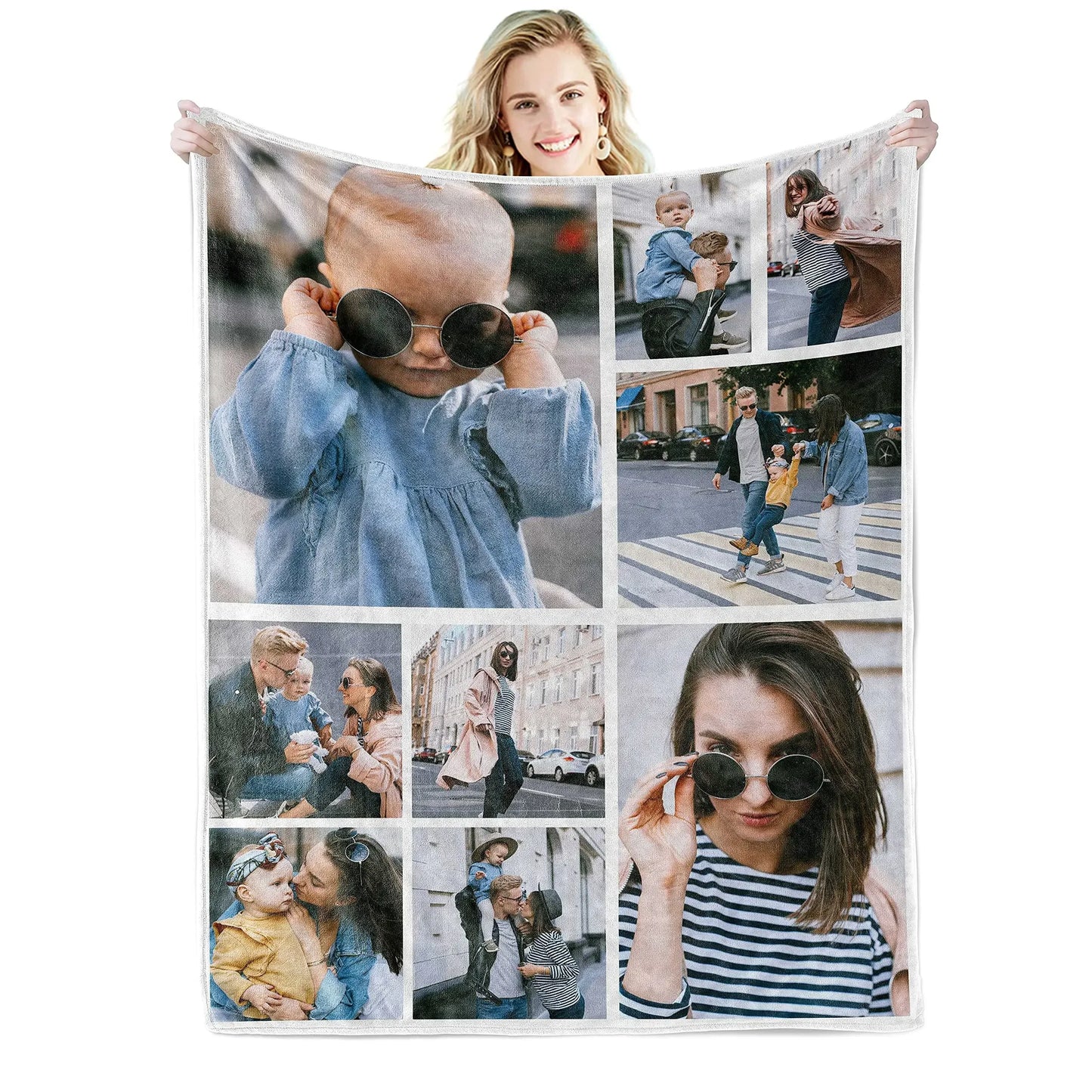 I Love You Custom Blanket with Photo Collage Text Personalized Picture Throw Blanket for Christmas Valentine's Day Birthday Gift