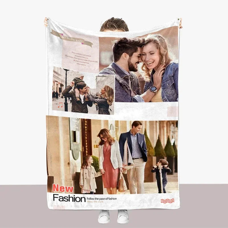 I Love You Custom Blanket with Photo Collage Text Personalized Picture Throw Blanket for Christmas Valentine's Day Birthday Gift